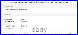 1997-1999 AUDI A8 D2 Front AC Climate Control / TEMP UNIT 4D0820043C