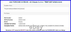 2004 PORSCHE CAYENNE AC Climate Control / TEMP UNIT 95565310306