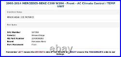 2008-2014 MERCEDES-BENZ C300 W204 Front AC Climate Control / TEMP UNIT