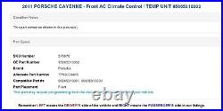 2011 PORSCHE CAYENNE Front AC Climate Control / TEMP UNIT 95865310302