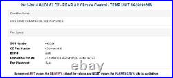 2013-2014 AUDI A7 C7 REAR AC Climate Control / TEMP UNIT 4G0919158M