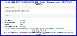 2018-2023 BMW M550I XDRIVE G30 Radio / Climate Control TEMP UNIT 7947870
