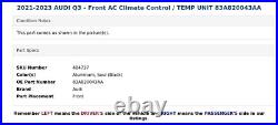 2021-2023 AUDI Q3 Front AC Climate Control / TEMP UNIT 83A820043AA
