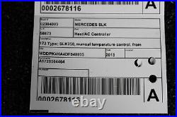 Mercedes SLK Class Climate Temp A/C Heat Control Module 12 13 A1729004404 W172